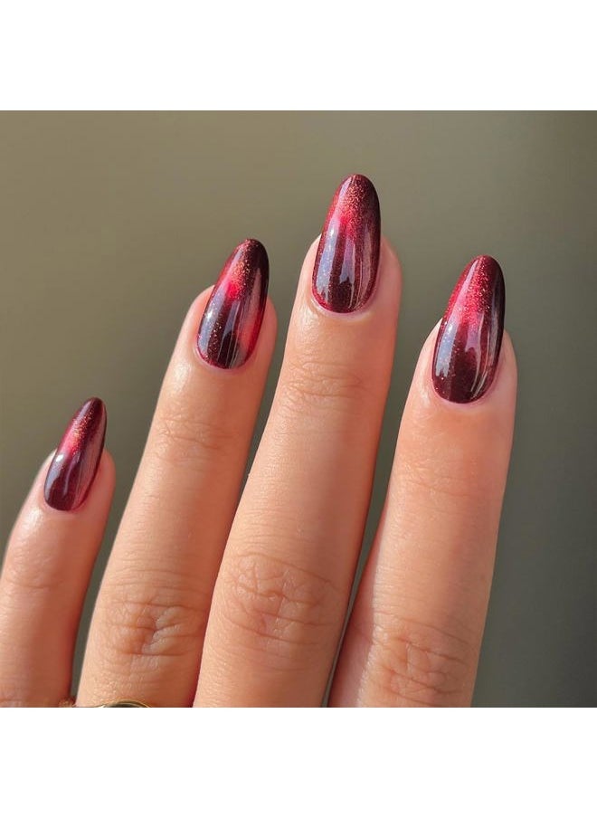 KRISNICE - 3D Magnetic Cat Eye Gel Polish Set 6 Color Gold Sauce red Brown Colors Nail Polish Soak Off UV Gel Varnish Nail Salon Kit with 1PC Magnet Stick (KMY6-004) - Image 1