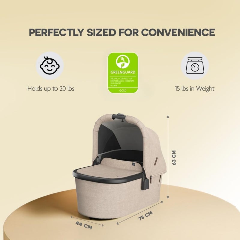 UPPAbaby Bassinet V3 for Newborns and Toddlers - Oat Mélange with Carbon Frame - Image 5
