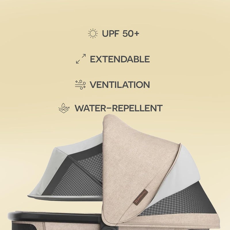 UPPAbaby Bassinet V3 for Newborns and Toddlers - Oat Mélange with Carbon Frame - Image 3