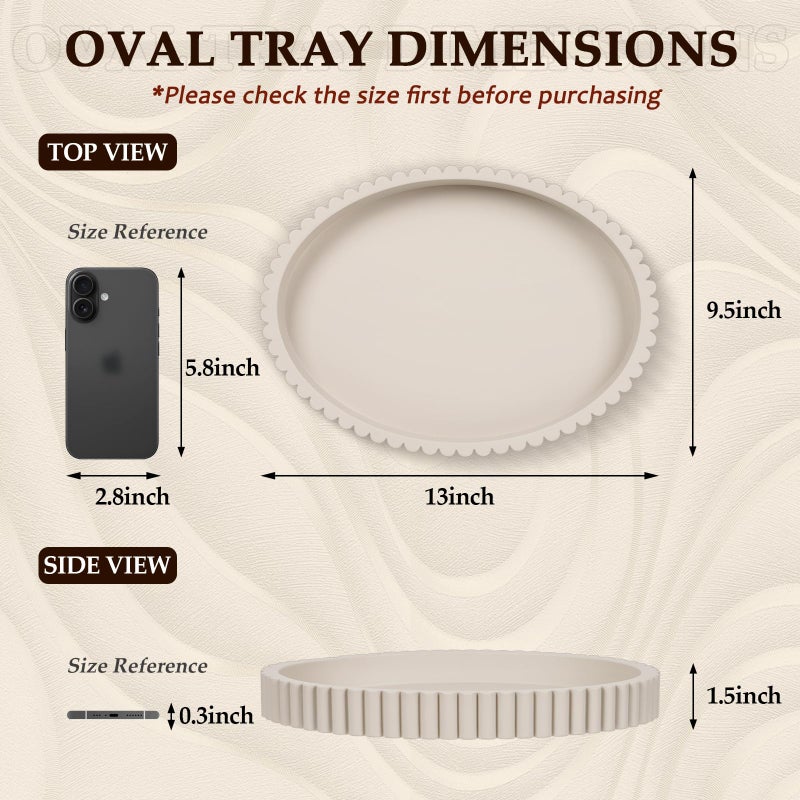 Cathyeen Oval Tray for Coffee Table Decor, 13" Concrete Coffee Table Tray, Table Centerpieces Decorative Trays for Home Decor, Modern Decorative Trays, Centerpiece Trays, Gray - Image 4