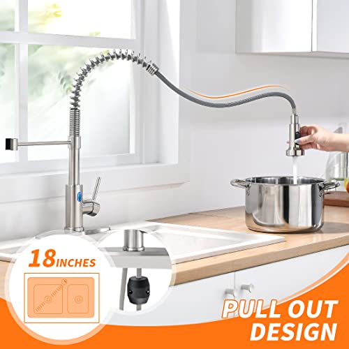 OWOFAN Touchless Kitchen Faucet with Pull Down Sprayer LED Light Single Handle Kitchen Sink Faucet Motion Sensor Smart Hands-Free, Stainless Steel Brushed Nickel 1080SN - Image 5