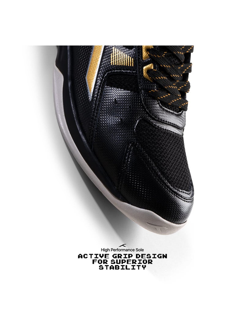 HUNDRED Raze Non-Marking Professional Badminton Shoes for Men (Black/Gold, Size: EU 40/UK 6/US 7) | Material Upper: Polyester, Sole: Rubber | Suitable for Indoor Tennis/Squash/Table Tennis/Basketball & Padel  - Image 5