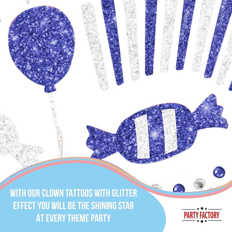 Party Factory Trendy natural assorted colors Face Tattoo Blue/White Clown, Temporary Glitter Face Tattoo for Theme Party, Halloween & Carnival, Children & Adults Market multi-use trusted quality - Image 5