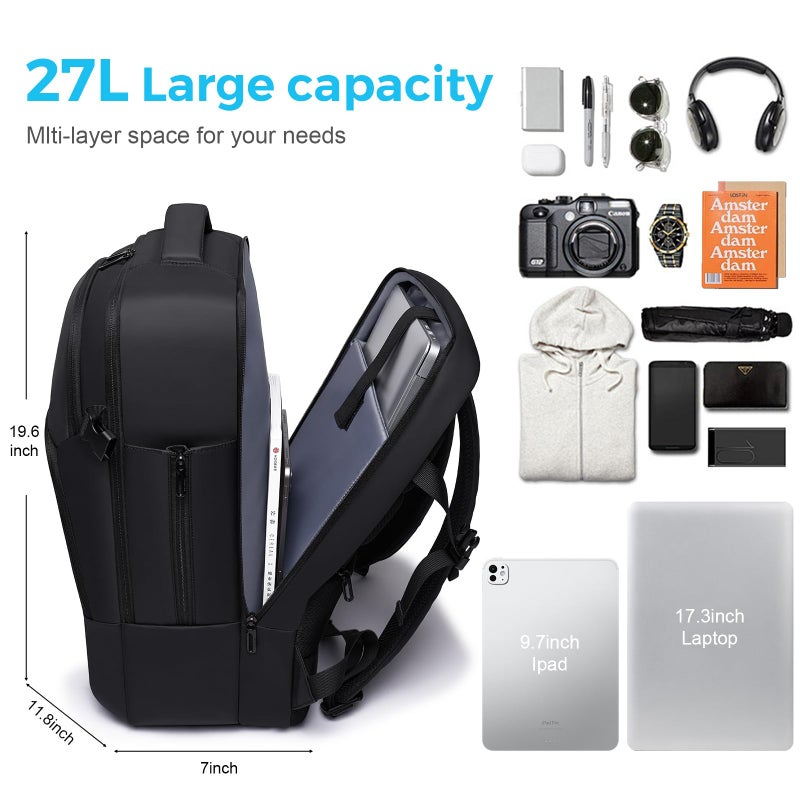 TANGCORLE Travel Backpack for Men, 17.3 Inches Business Laptop Backpack Water-Resistant Carry on Airline Approved 18x14x8 Luggage Backpack with USB Charger Port - Image 3