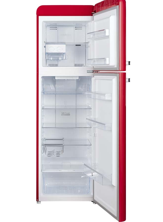 HOOVER 326L Top Mount Retro Style Refrigerator, Total No Frost Designt, Fresh Room, Humidity Control, Metal Texture Handle, Bottle Rack, 1 Year Warranty, Red - HTR-M326-RR 326 L HTR-M326-RR Red - Image 4