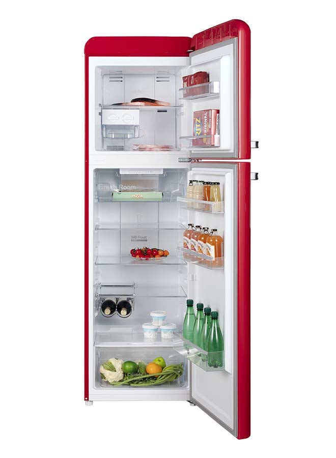 HOOVER 326L Top Mount Retro Style Refrigerator, Total No Frost Designt, Fresh Room, Humidity Control, Metal Texture Handle, Bottle Rack, 1 Year Warranty, Red - HTR-M326-RR 326 L HTR-M326-RR Red - Image 2