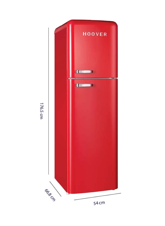 HOOVER 326L Top Mount Retro Style Refrigerator, Total No Frost Designt, Fresh Room, Humidity Control, Metal Texture Handle, Bottle Rack, 1 Year Warranty, Red - HTR-M326-RR 326 L HTR-M326-RR Red - Image 3