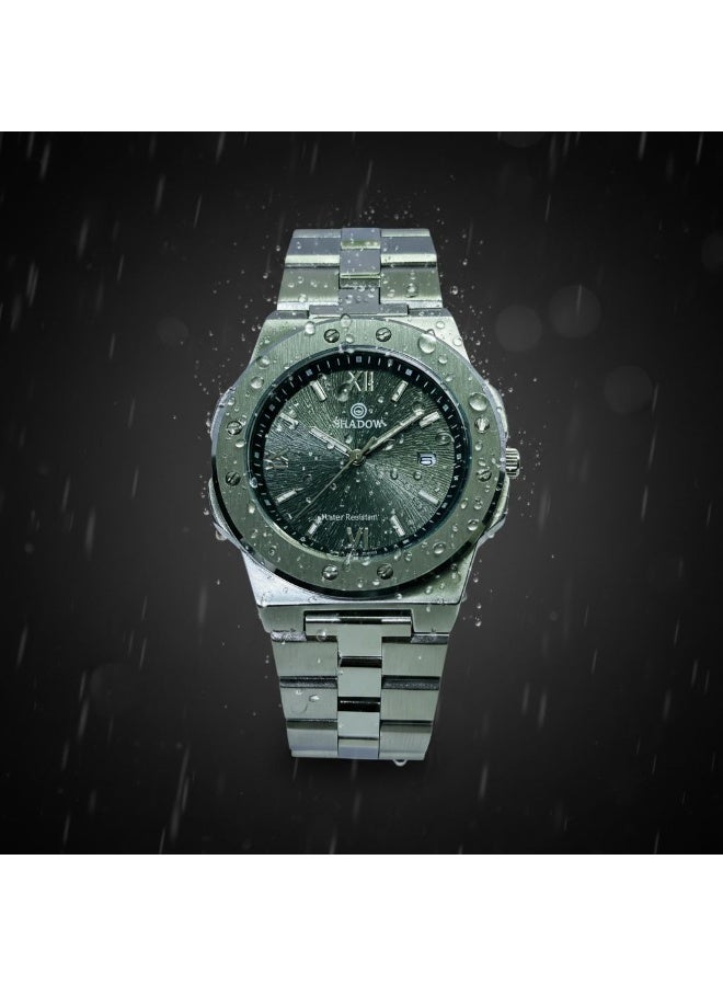 SHADOW Vertex SD1417 Men’s Analog Watch Stainless Steel Silver Strap Black Sunburst Dial Quartz Date Display Water Resistant 3ATM - Image 3