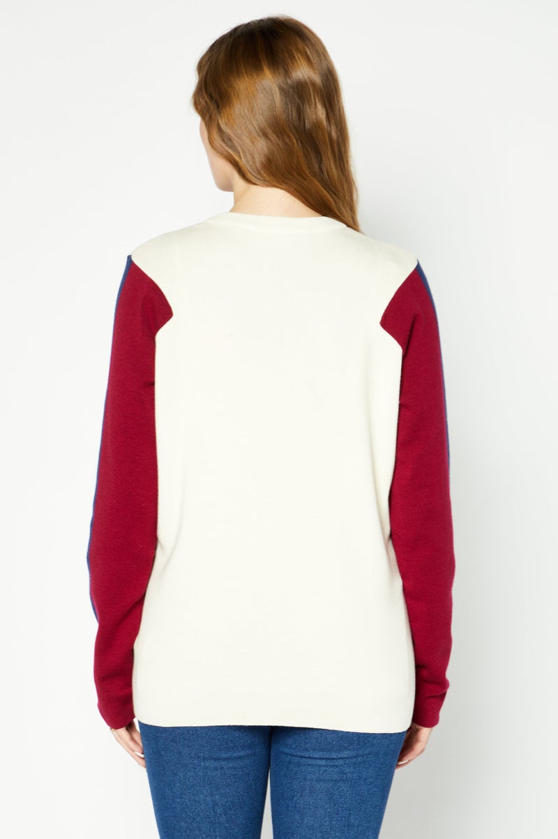 LACOSTE Women Crew Neck Knitted Sweater, Beige - Image 4