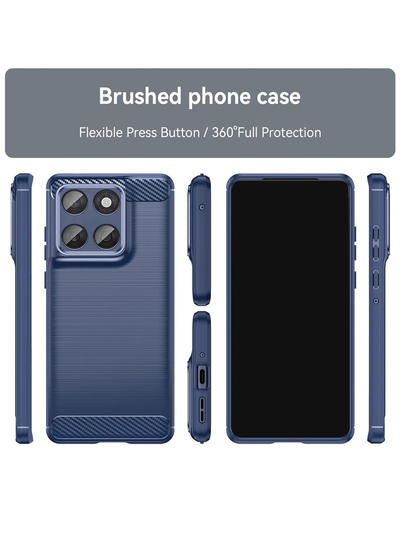 Wtech Motorola Edge 60 Pro 5G 2025 Silicone Brushed Texture Protective Case Cover - Navy Blue - Image 2