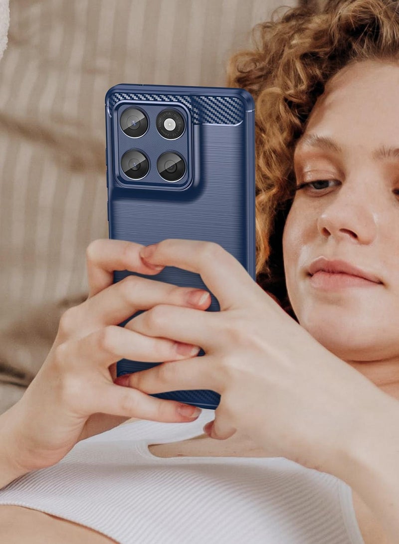 Wtech Motorola Edge 60 Pro 5G 2025 Silicone Brushed Texture Protective Case Cover - Navy Blue - Image 4