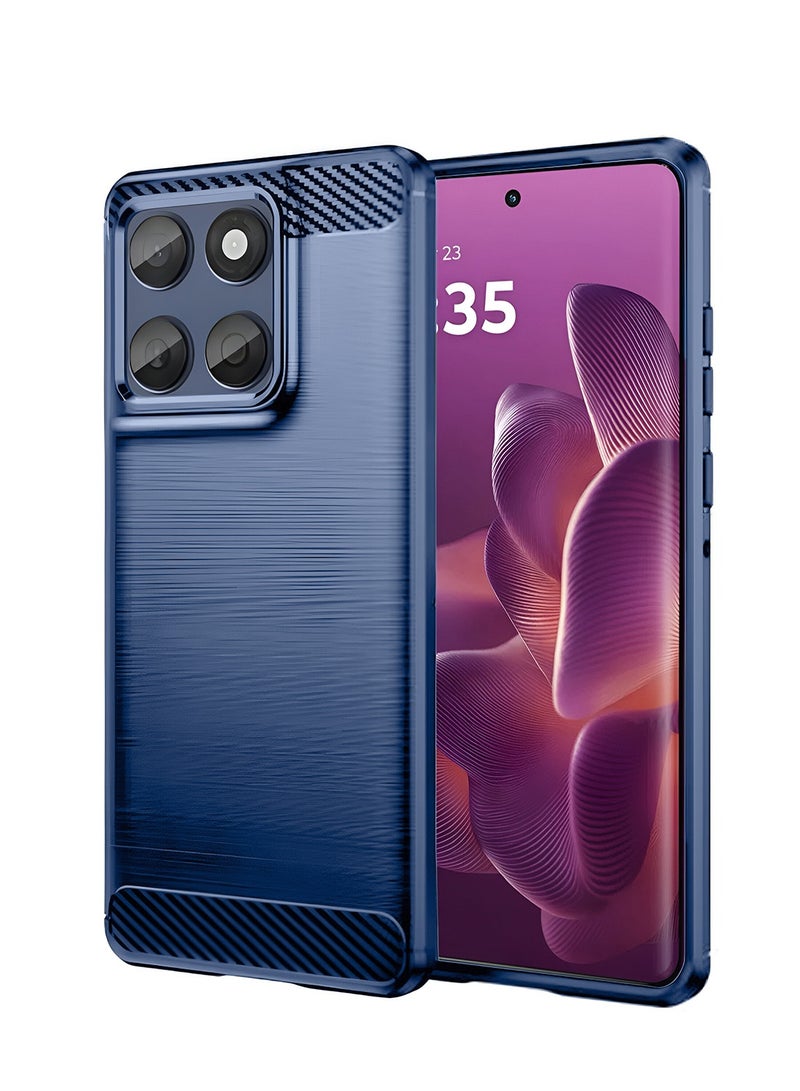 Wtech Motorola Edge 60 Pro 5G 2025 Silicone Brushed Texture Protective Case Cover - Navy Blue - Image 1