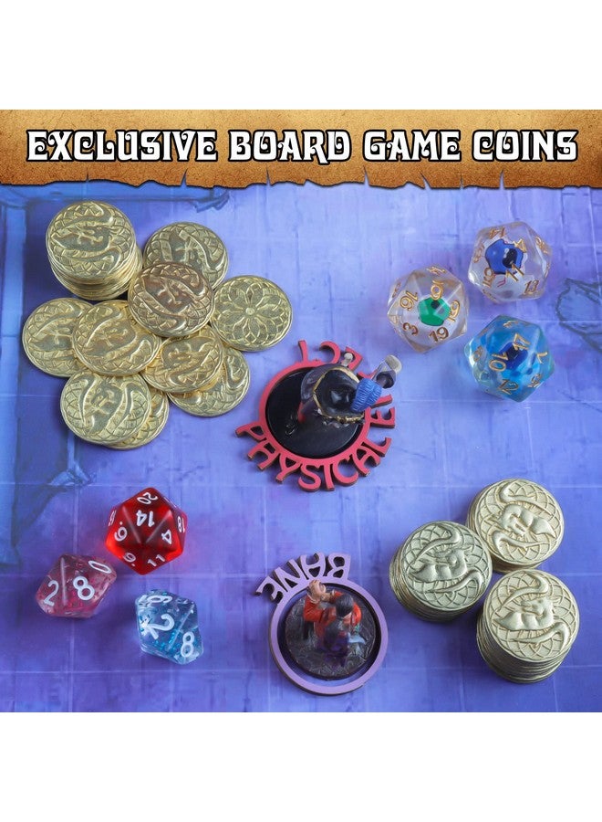 Byhoo 100 Metal Fantasy Coins With Pu Fake Leather Pouch, Gold Dnd Coins For Board Game, Golden Game Tokens Store In The Coins Bag, Dnd Accessories For From New To Master, Retro Board Game Gifts For Dm  - Image 5
