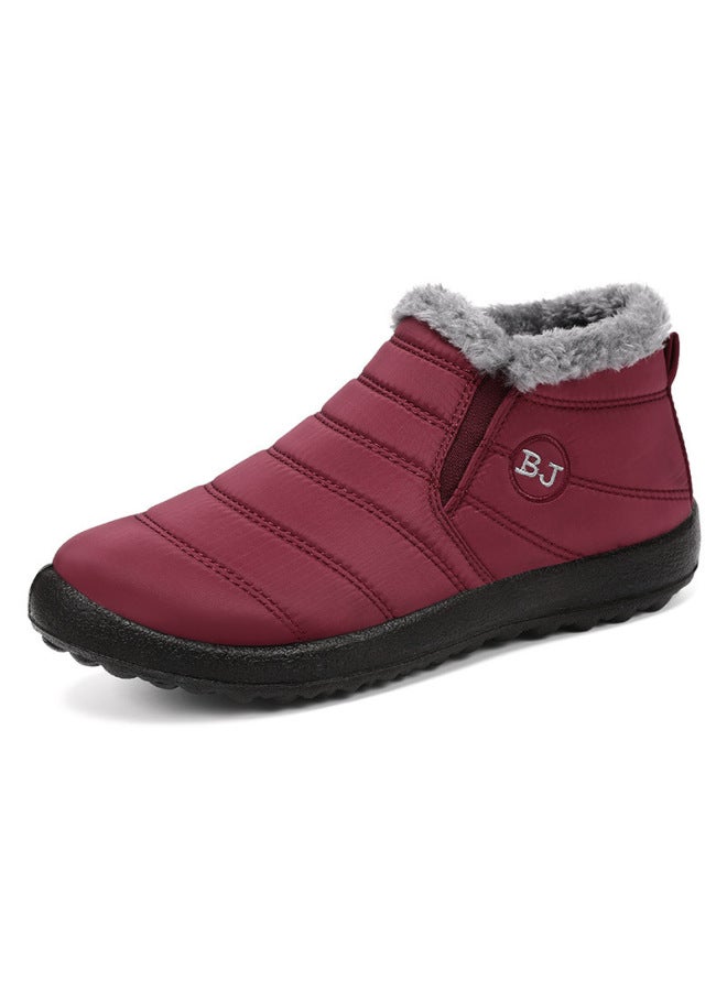 Cotton Shoes Winter New Polyurethane Couple Snow Boots Fleece-lined Thickeneded Cotton Boots Warm Casual Walking Shoes