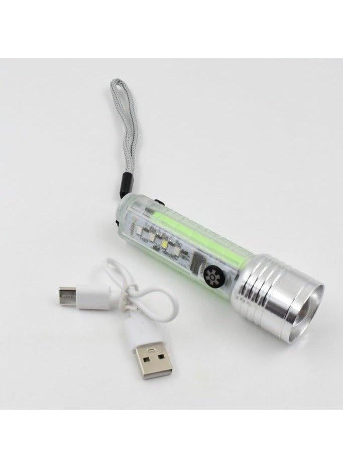 Super Bright Powerful LED Rechargeable Flashlight with Red Blue UV Light - Mini Pocket Flashlight 8 Modes Multifunctional Magnetic Zoomable for Emergency Outdoor Camping Hiking - Image 1