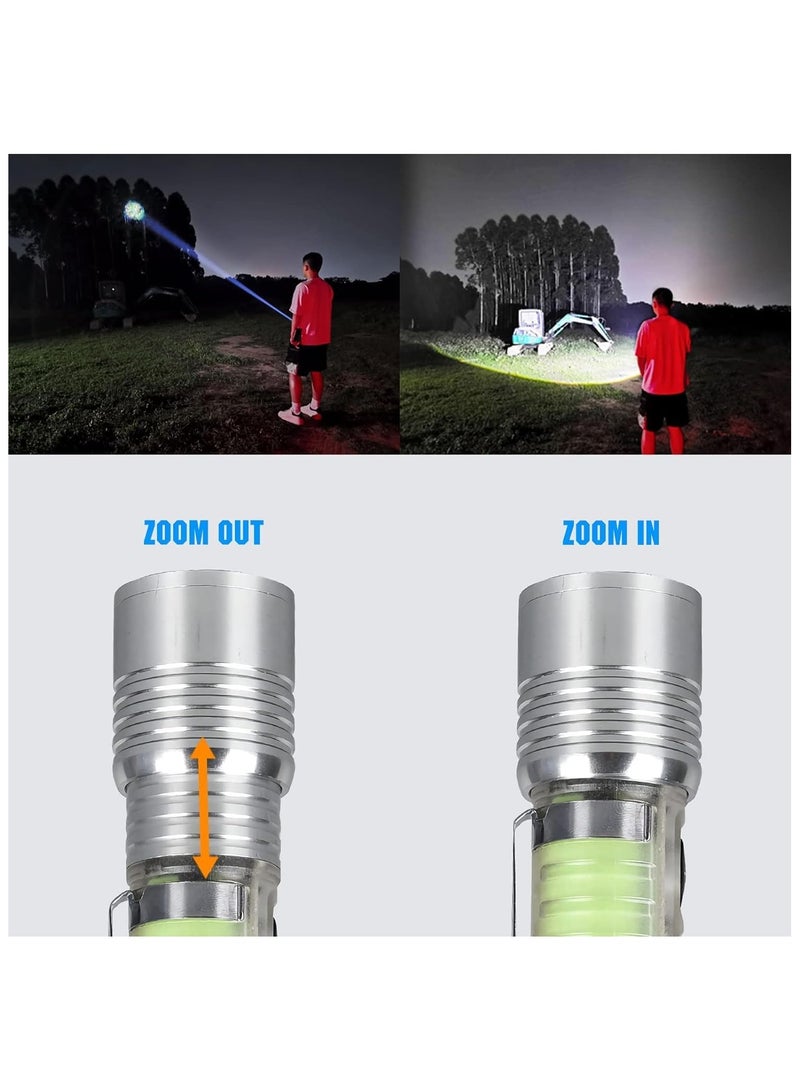 Super Bright Powerful LED Rechargeable Flashlight with Red Blue UV Light - Mini Pocket Flashlight 8 Modes Multifunctional Magnetic Zoomable for Emergency Outdoor Camping Hiking - Image 3