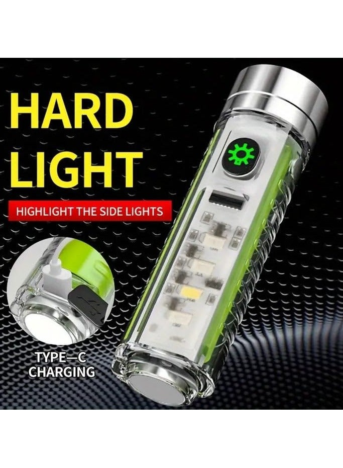 Super Bright Powerful LED Rechargeable Flashlight with Red Blue UV Light - Mini Pocket Flashlight 8 Modes Multifunctional Magnetic Zoomable for Emergency Outdoor Camping Hiking - Image 4