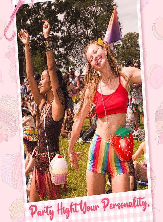 Cindeer 2 Pcs Cute Purse Bag Kawaii Food Fruit Purse Chain PU Phone Shoulder Wallet Crossbody Handbag for Women(Cupcake, Strawberry) - Image 2