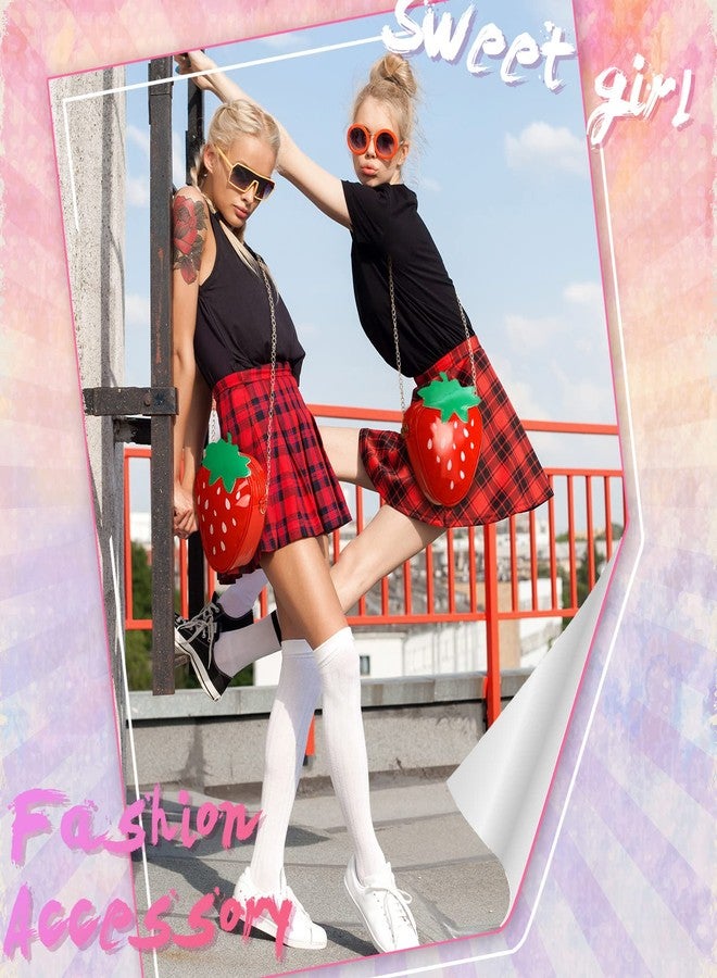 Cindeer 2 Pcs Cute Purse Bag Kawaii Food Fruit Purse Chain PU Phone Shoulder Wallet Crossbody Handbag for Women(Cupcake, Strawberry) - Image 4