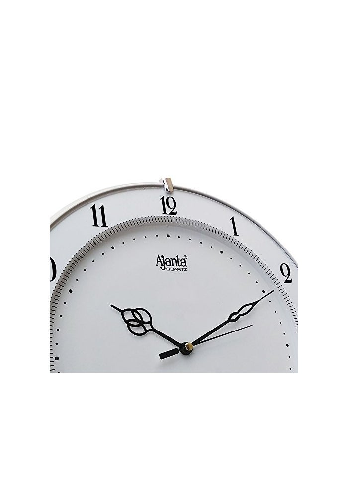 Ajanta 11-Inch Wall Clock 879-White | Step Movement | Silent Analog Quartz | Modern White Frame for Home & Office - Image 3