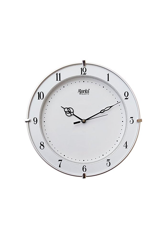 Ajanta 11-Inch Wall Clock 879-White | Step Movement | Silent Analog Quartz | Modern White Frame for Home & Office - Image 1