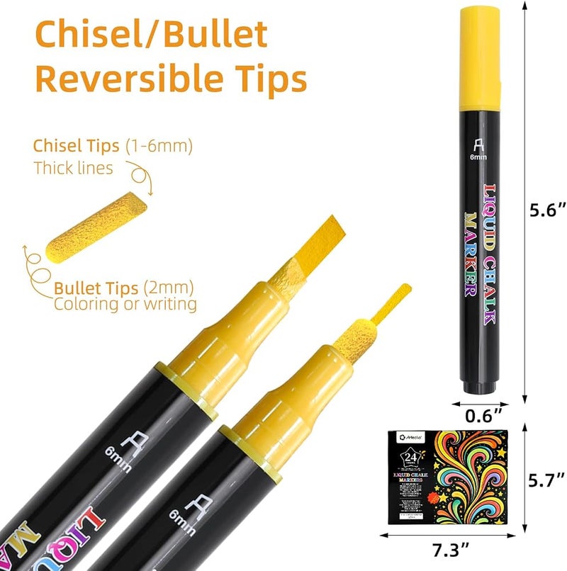Artecho 24 Colors Liquid Chalk Markers with 6mm Reversible Tip Pens - Image 4