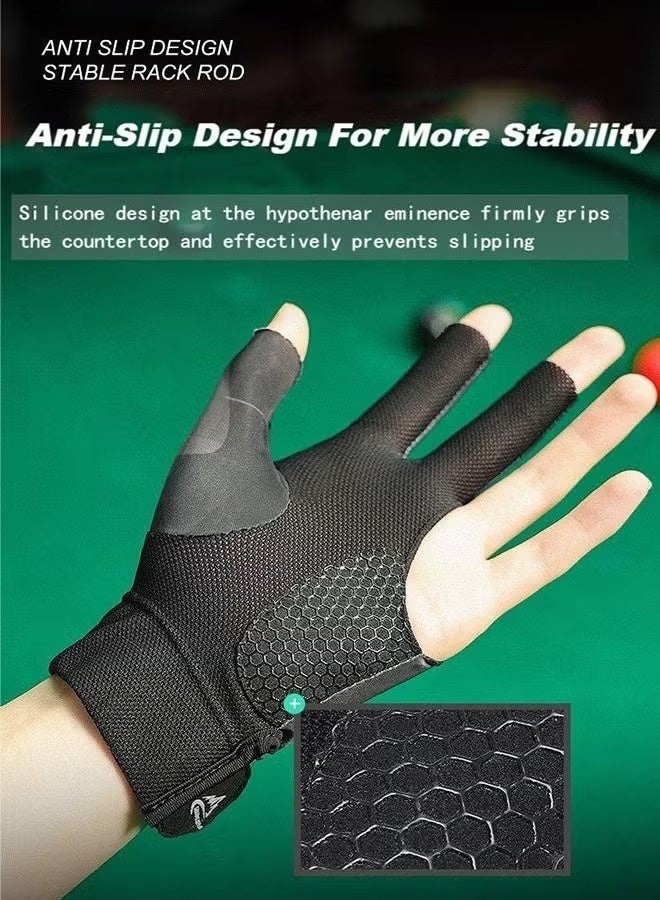 Billiard Gloves, Light And Breathable Three-Finger Gloves, Snooker Table Tennis Non-Slip Gloves Single Pack Suitable For Left Hand - Image 3