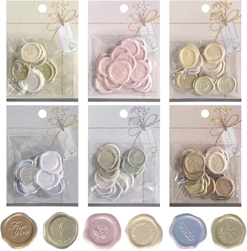 HZYH 108 Pcs Floral Botanical Wax Seal Stickers - Self-Adhesive Envelope Sealing for Wedding Invitations, Scrapbooking, DIY Crafts - Pre-Made Embossed Wax Stamp  Seals - Image 1