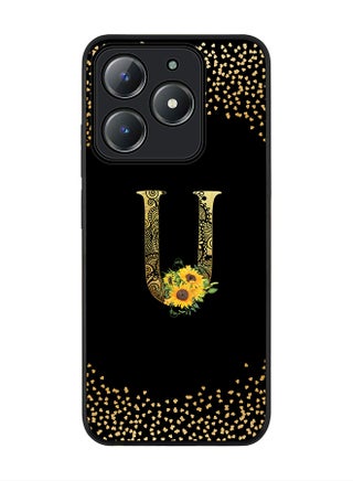 Custom Floral Monogram - U ( Black )