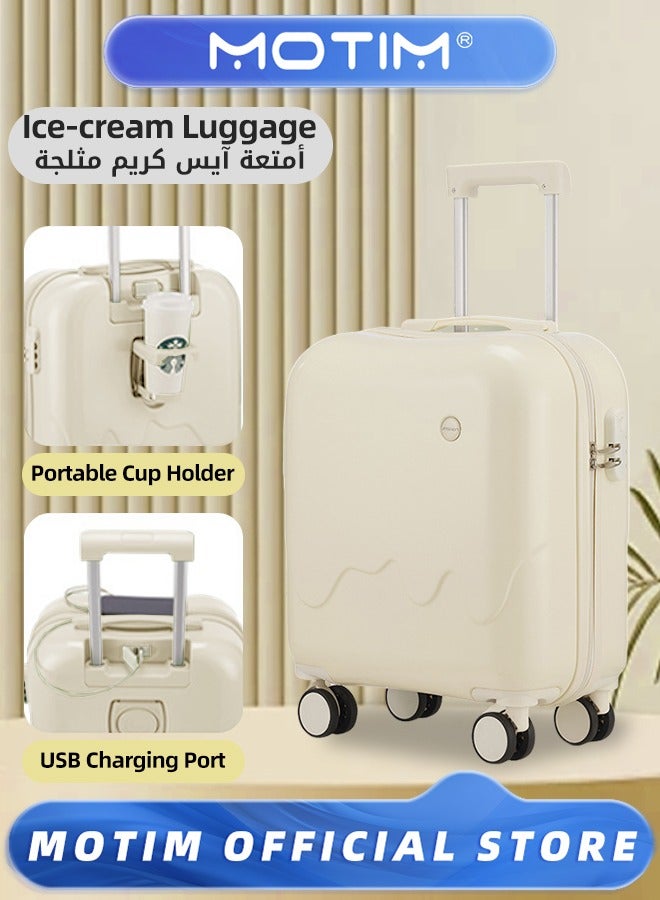 Motim Multi-functional Travel Luggage Carry On Luggage with Cup Holder & USB Charging Port & Spinner Wheels Scratch Resistant and Wear-resistant Carry On Suitcase Large Capacity Checked-in Luggage - Image 1