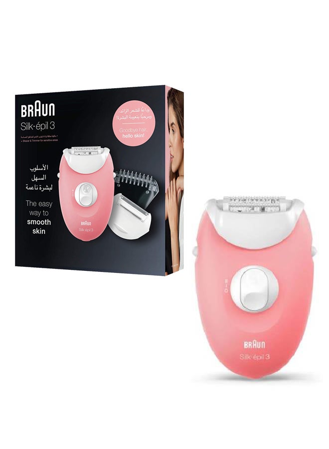 BRAUN Silk-épil 3 SE 3440 Epilator Light Pink/White - Image 5