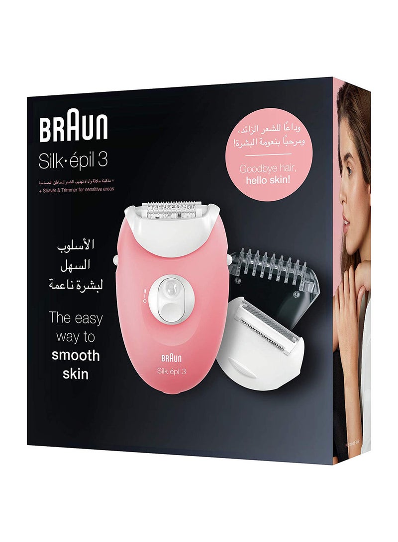 BRAUN Silk-épil 3 SE 3440 Epilator Light Pink/White - Image 4
