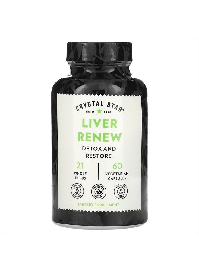 Crystal Star Liver Renew, 60 Capsules, Herbal Liver Cleanse Supplement That Supports Normal Liver Function & Promotes Toxin Release - Milk Thistle, Non-GMO  - Image 1