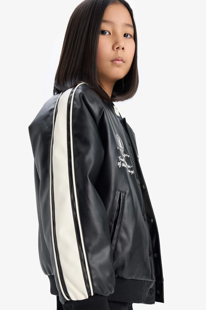 ديفاكتو Girl College Collar Waterproof Bomber Jacket