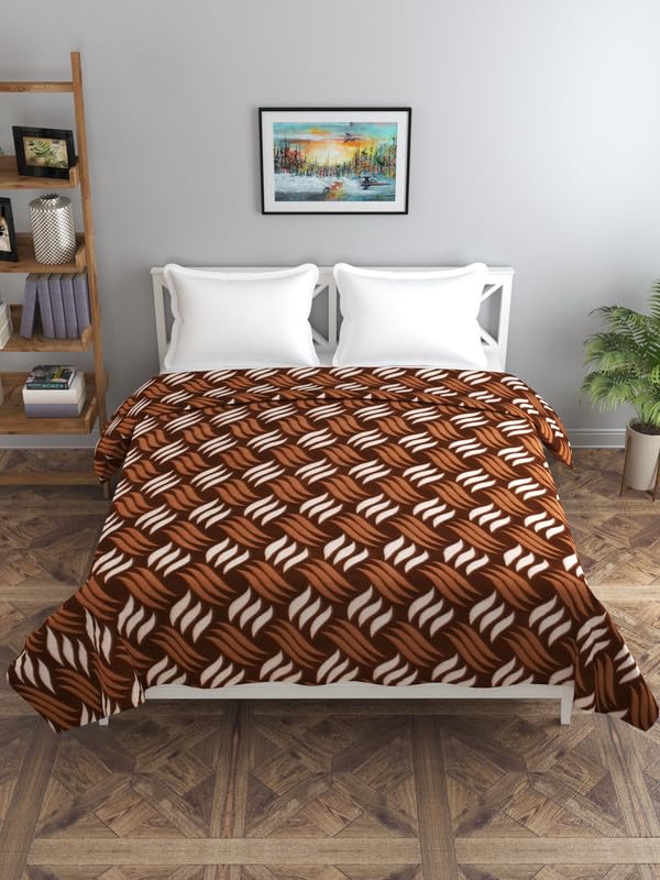 BREVARD BREVARD Double Bed Woolen Fabric Geometric Quilt CoverDuvet CoverRajai CoverBlanket Cover for Winters 90x100 InchesCoffee - Image 2