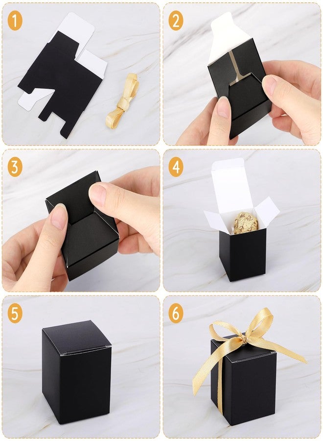 EUSOAR Favor Boxes, 120pcs 2x2x2 Inches Black Small Gift Boxes Macaron Box with Gold Ribbons, Mini Cube Soap Box Candy Storage Chocolate Truffles Container for Wedding Birthday Party DIY Favors - Image 4