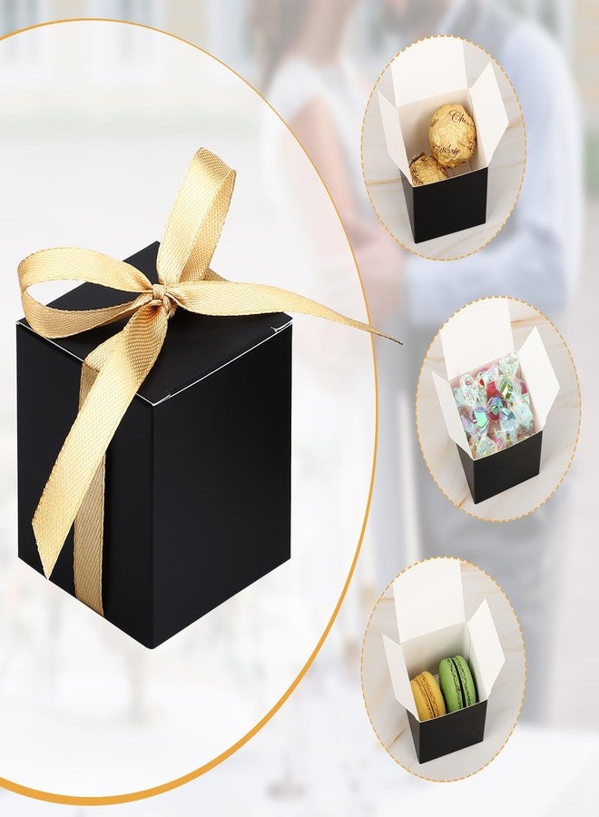 EUSOAR Favor Boxes, 120pcs 2x2x2 Inches Black Small Gift Boxes Macaron Box with Gold Ribbons, Mini Cube Soap Box Candy Storage Chocolate Truffles Container for Wedding Birthday Party DIY Favors - Image 3