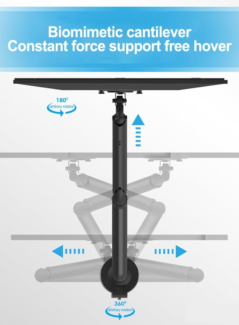 حامل ذراع شاشة واحدة كامل الحركة، ذراع شاشة زنبركية غازية لشاشة مسطحة/منحنية/فائقة العرض مقاس 17-32 بوصة مع مشبك على شكل حرف C وحلقة تثبيت - Image 3