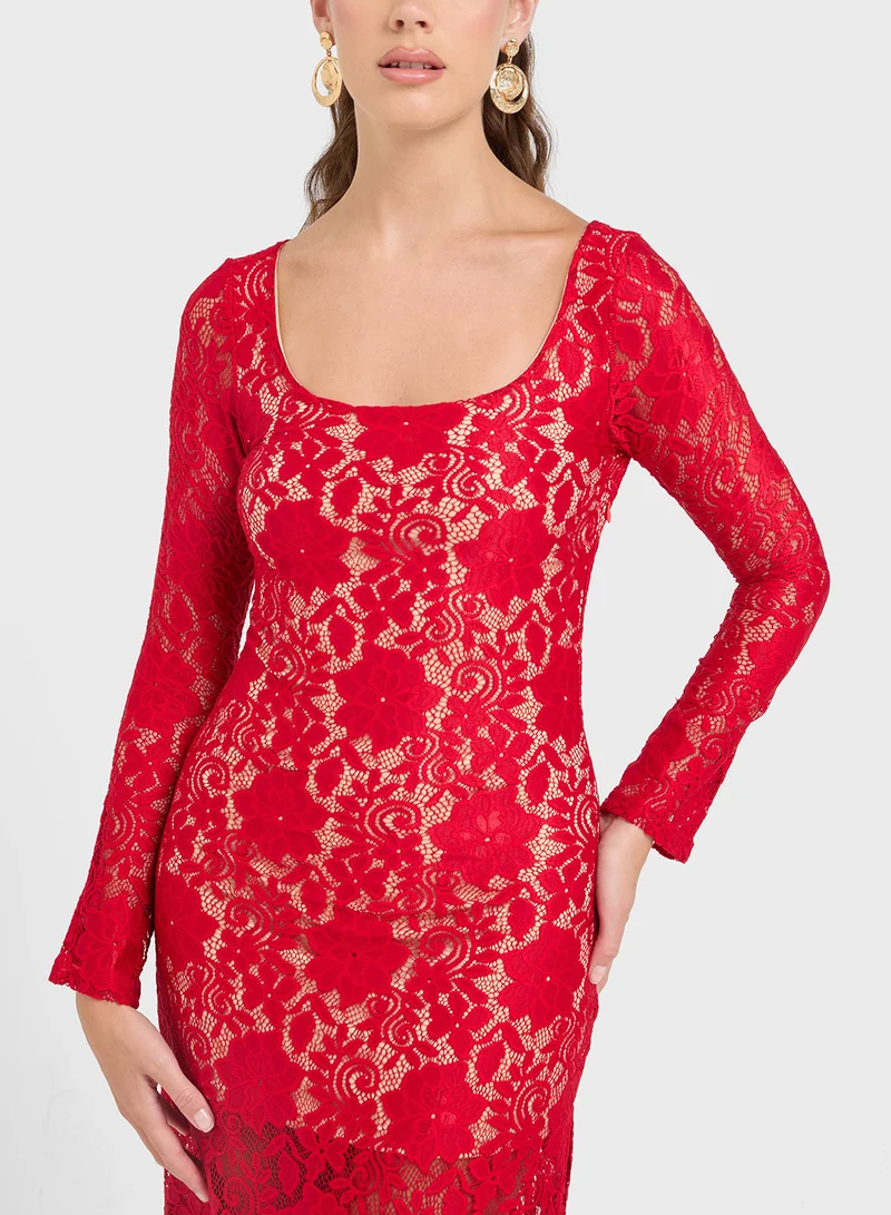Ginger Floral Lace Maxi Dress