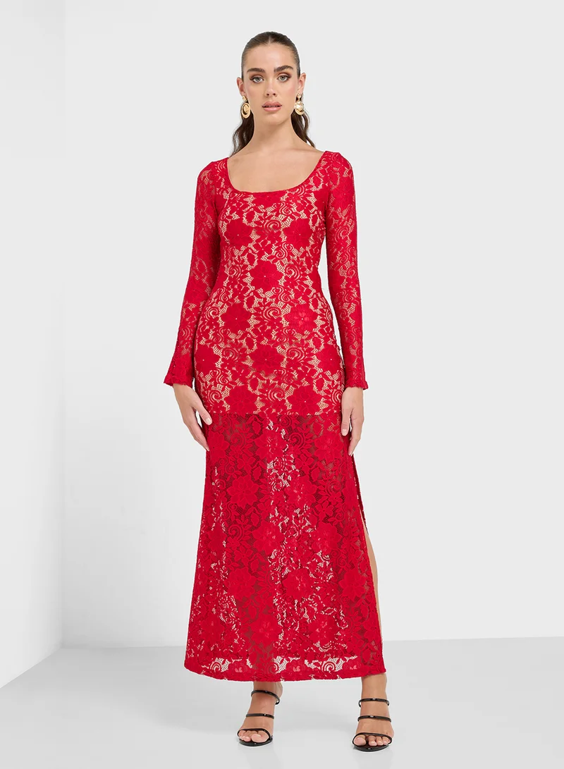 Ginger Floral Lace Maxi Dress