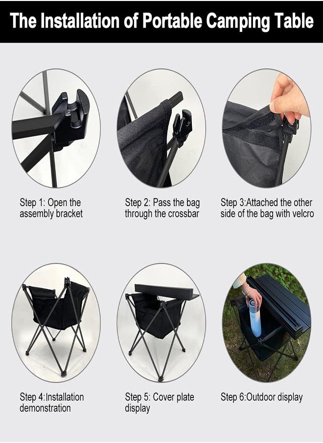 Arabest Folding Camping Table,Ultralight Camp Portable Table with Roll up Aluminum Alloy Table Top & Storage Bag,Quick Installation Outdoor Folding Table for Picnic 68cmx45cmx40CM Black  - Image 4