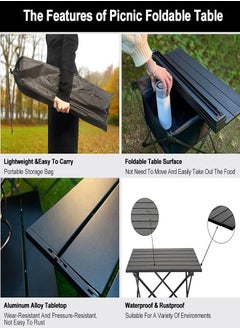 Folding Camping Table,Ultralight Camp Portable Table with Roll up Aluminum Alloy Table Top & Storage Bag,Quick Installation Outdoor Folding Table for Picnic 68cmx45cmx40CM Black - pzsku/ZF4E21B84DF199F164A70Z/45/_/1739068113/d727759d-4674-42d4-8dcf-6493e3aecc0d