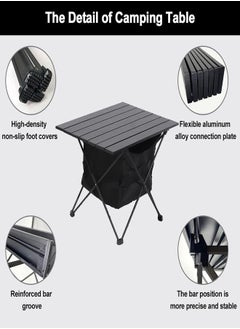 Folding Camping Table,Ultralight Camp Portable Table with Roll up Aluminum Alloy Table Top & Storage Bag,Quick Installation Outdoor Folding Table for Picnic 68cmx45cmx40CM Black - pzsku/ZF4E21B84DF199F164A70Z/45/_/1739068114/f22ebb98-7f69-49de-b1b2-1166ef062240