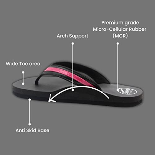 SHAPECRUNCH Women's Arch Support Slippers | Ortho Flipflops with soft MCR footbed - Reduce Pressure on Feet, Joints, and Back (Pink, 5) - Image 4