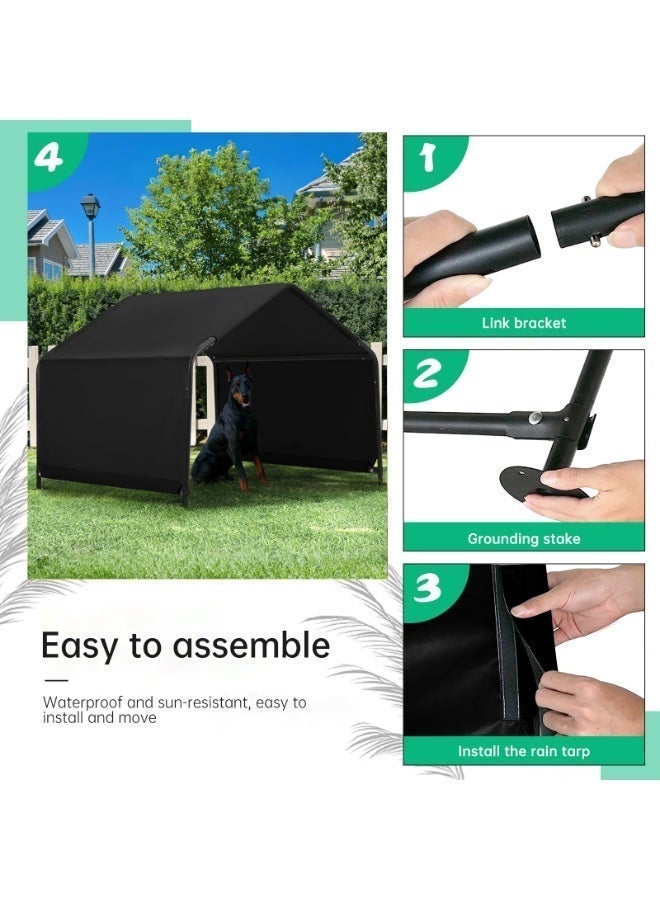 أوبتيا بيت للحيوانات الأليفة للكلاب الكبيرة والمتوسطة الحجم، خيمة خارجية مقاومة لأشعة الشمس والمطر، مأوى كبير للكلاب في الهواء الطلق، مأوى مقاوم للماء للحيوانات الأليفة الصغيرة، مأوى للماشية مقاوم للماء ومزود بمسامير أرضية - Image 5