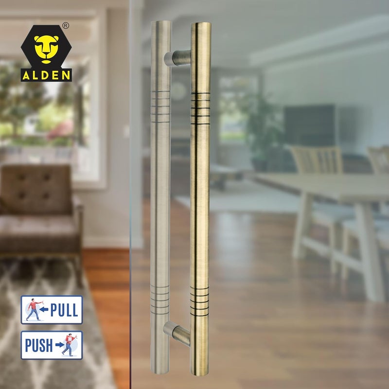 ALDEN 18 inch Main Door Handle/Handle for Glass and Wooden Door/Pull and Push Stainless Steel Door Handle (Brass Antique) (Pack of 1) - Image 3