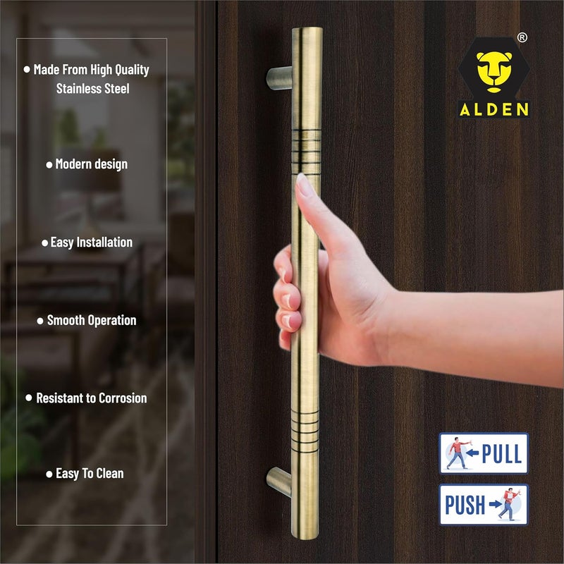 ALDEN 18 inch Main Door Handle/Handle for Glass and Wooden Door/Pull and Push Stainless Steel Door Handle (Brass Antique) (Pack of 1) - Image 4