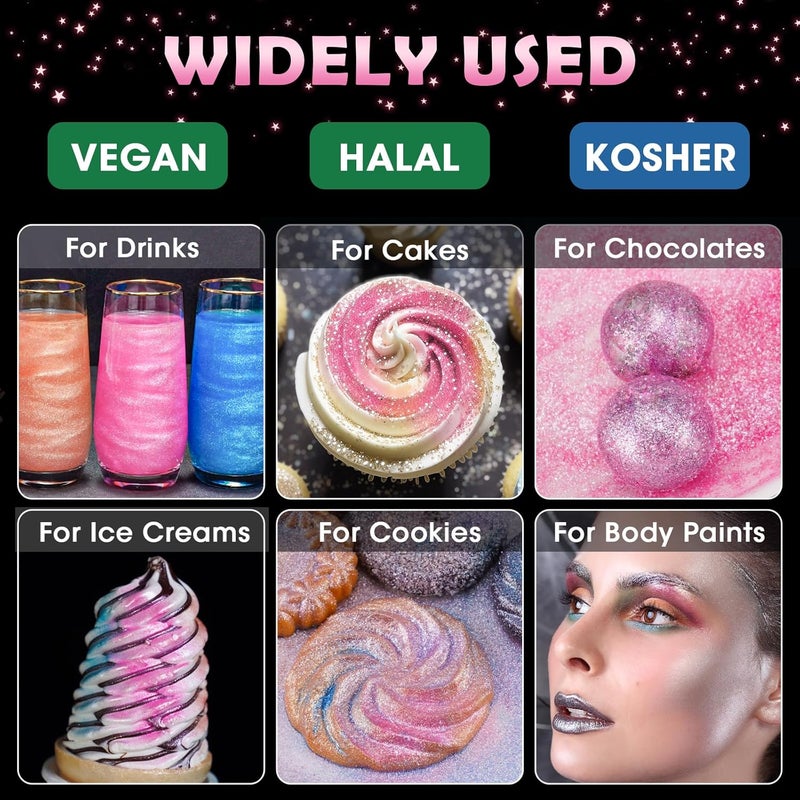NiHome Edible Luster Dust Glitter Powder - Pink, 5g Food-Grade Decorative Sprinkle for Drinks, Cakes, and Desserts - Image 2
