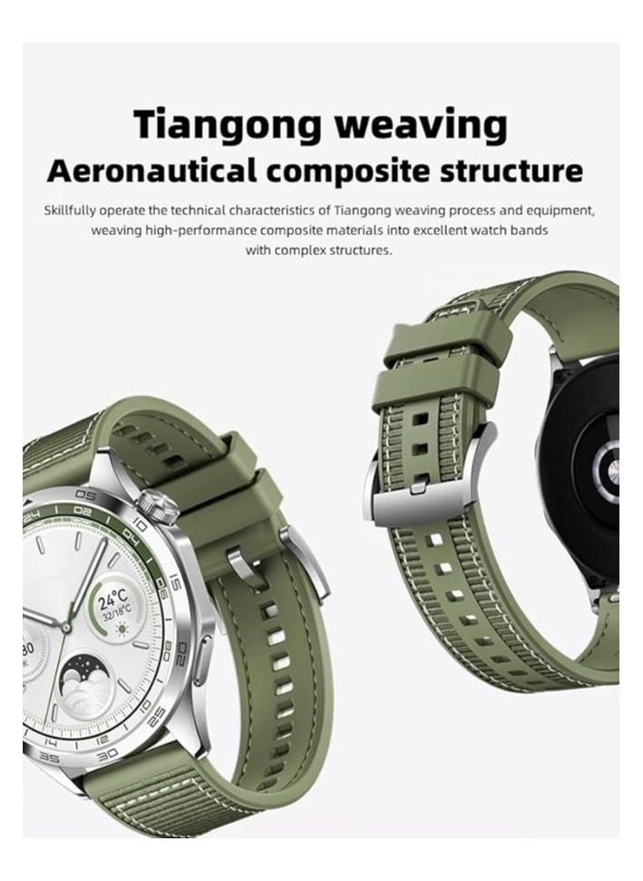 Digipace Smart Watch Band Compatible with Huawei Watch Gt4 46mm 22mm Replacement Silicone Nylon Strap Adjustable Green  - Image 4