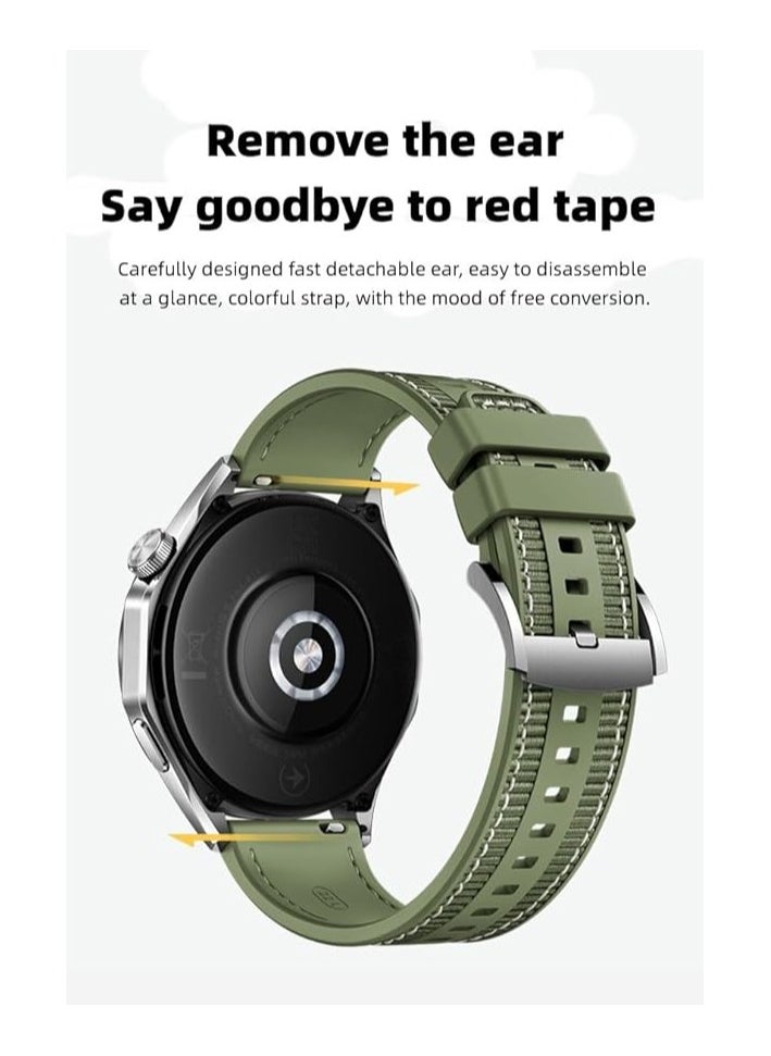 Digipace Smart Watch Band Compatible with Huawei Watch Gt4 46mm 22mm Replacement Silicone Nylon Strap Adjustable Green  - Image 3